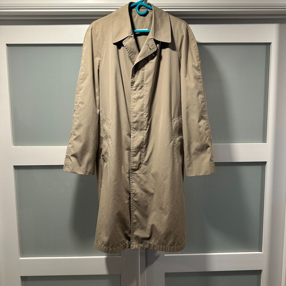 Vintage Brooks Brothers Trench Coat Khaki Mens XL Flawed w/ Extra Buttons
